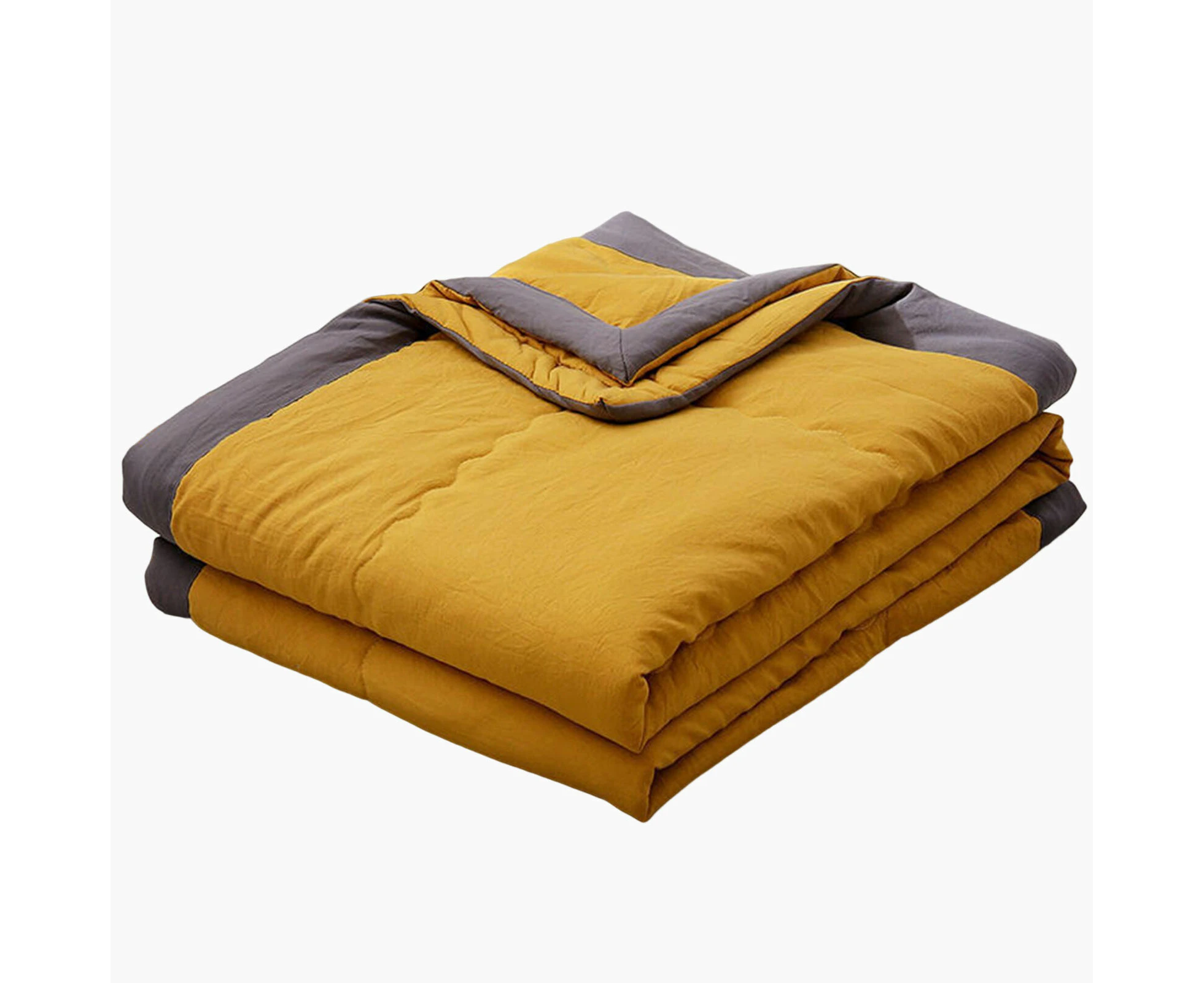 Yellow Washed Cotton Summer Cooling Comforters Cooling Blanket Quilt King Size