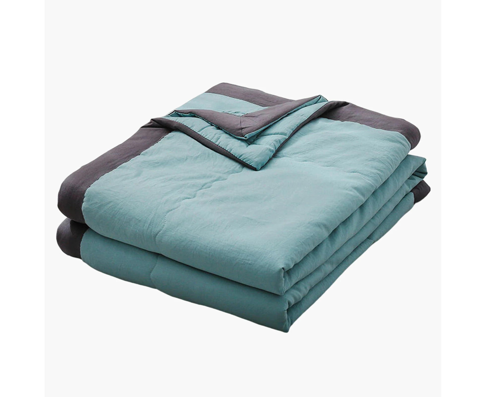 Dark Green Washed Cotton Summer Cooling Comforters Cooling Blanket Quilt King Size