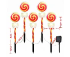 Set of 5 Candy Cane Design Stake Lights for Pathway Backyard Decor ArtCreativity Outdoor Christmas Solar Path Lights 8 LED Modes