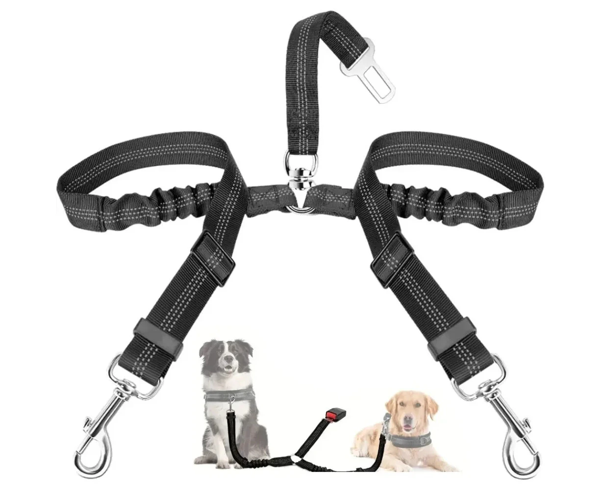 Pet car seat belt towing rope, tow rope, two dog ropes, large dog explosion-proof charging dog car seat belt