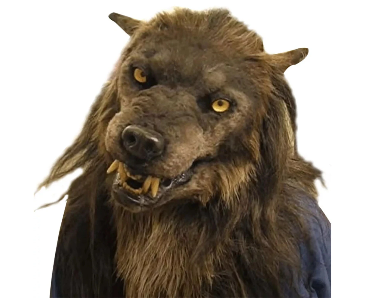 Werewolf Face Cover Mask Glowing Eyes Movable Ears Jaws Halloween Cosplay Party