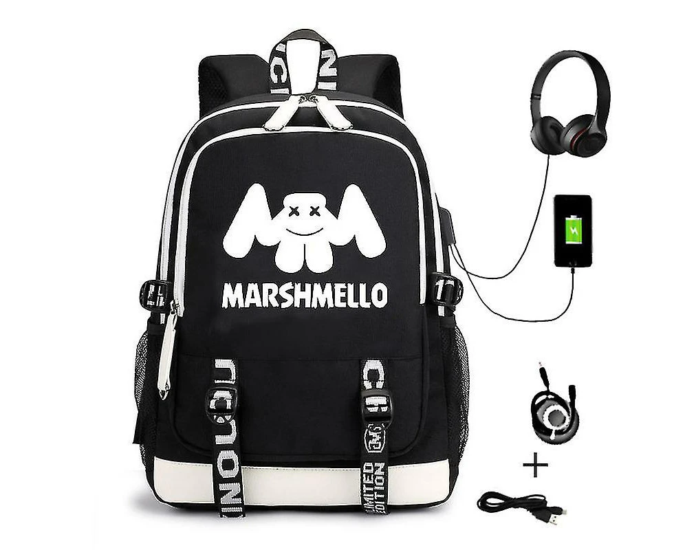 Dj Marshmello Backpack Luminous Usb Rechargeable Backpack Student School Bag