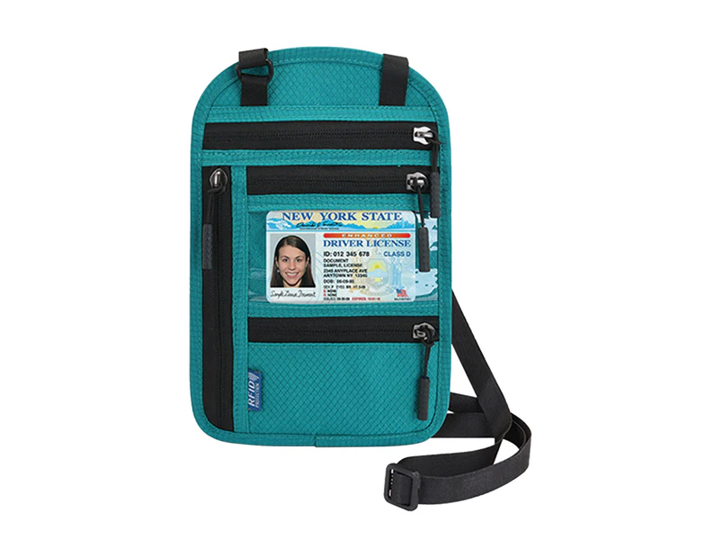 Passport Pouch Cross-shoulder RFID Blocking Convenient Large Capacity Travel Neck Pouch for Outdoor Blue