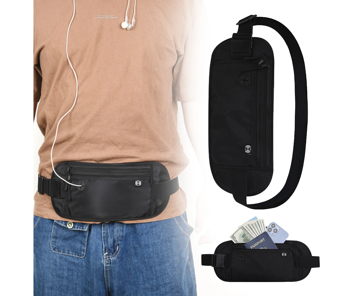 Money Belt for Travel purse RFID Slim Passport Holder Travel Pouch to Protect Wallet Bag Black Catch