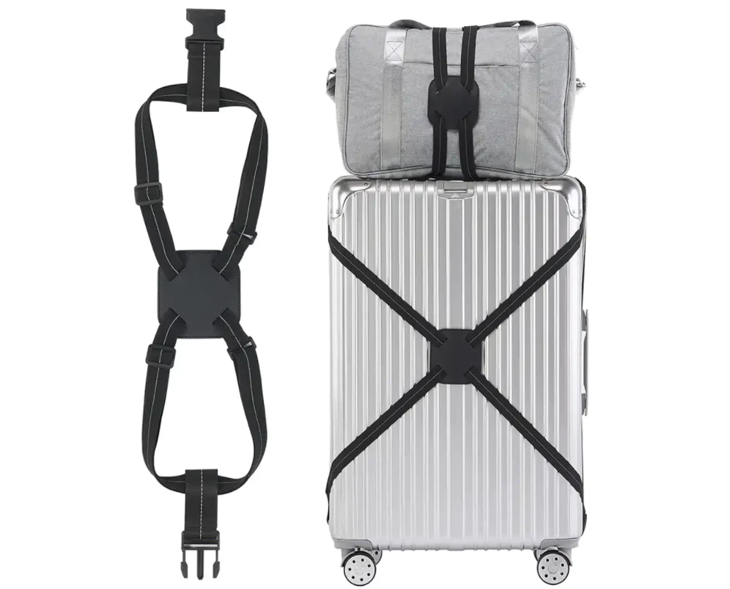 Travel Luggage Strap Bungees Elastic Suitcase Belt with Buckles Black