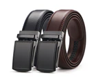 [2 Pack] Men's Belt,Slide Ratchet Belt for Men with Genuine Leather Perfect Fit Waist Size up to 44 inches