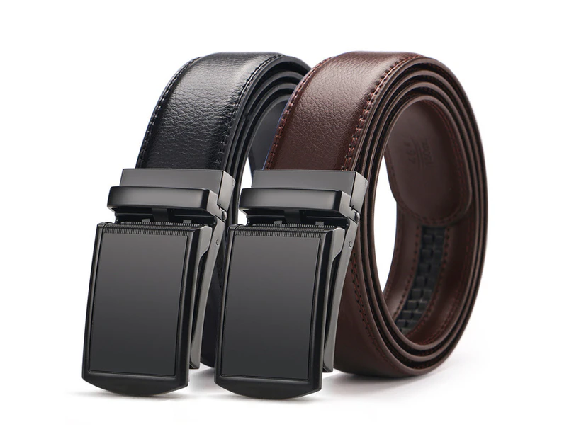 [2 Pack] Men's Belt,Slide Ratchet Belt for Men with Genuine Leather Perfect Fit Waist Size up to 44 inches