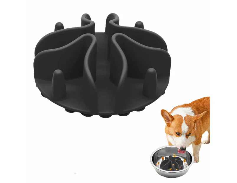 Pet Dog Slow Feeder Insert Pad Dog Bowls Silicone Slow Eating Puppy Food Bowl Pad Black Catch