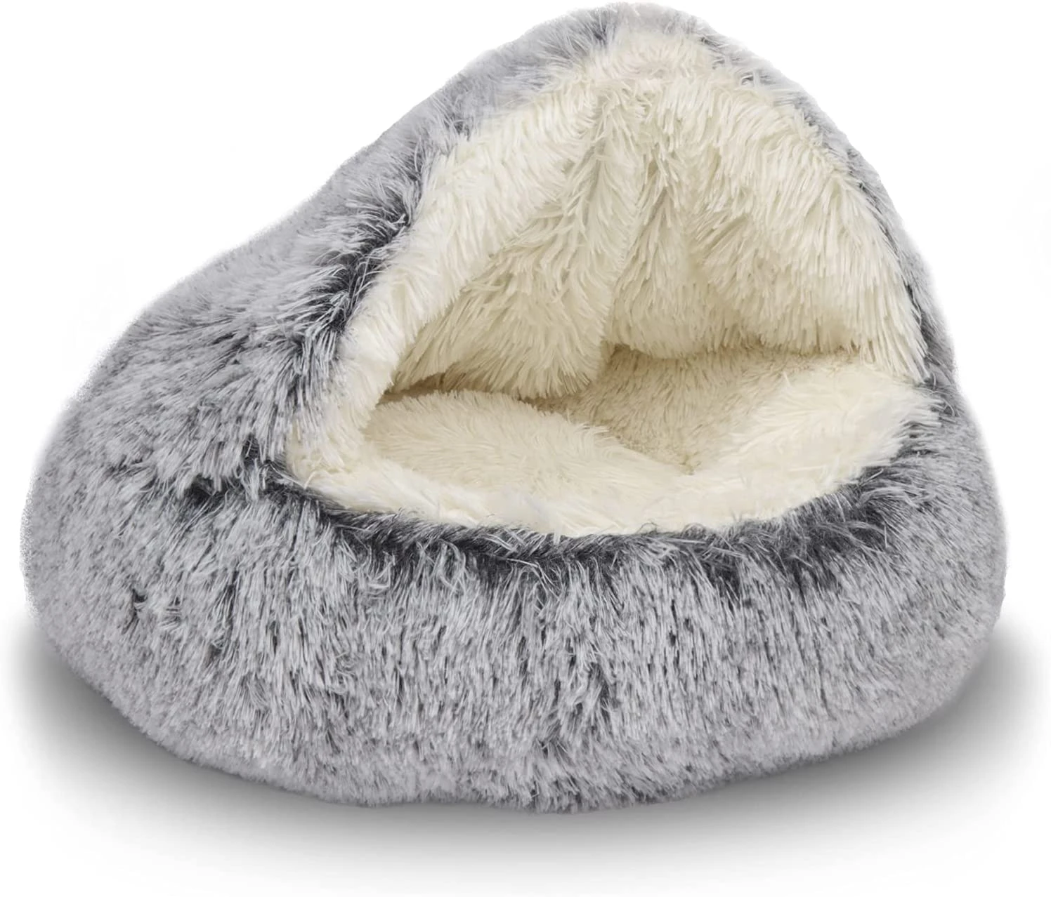 Cat Bed Round Plush Fluffy, Cozy for Indoor Cats or Small Dog Soothing Pet Beds Doughnut Calm Anti-nxiety Dog Bed - Waterproof Bottom Washable, Grey.50cm