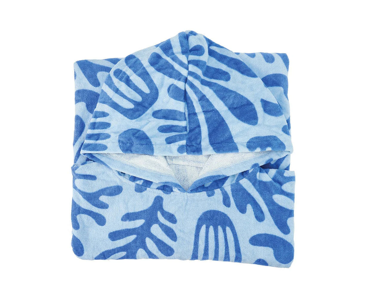 Annabel Trends Beach Poncho 100x82cm Cover Up Absorbent Drying Towel Blue Coral