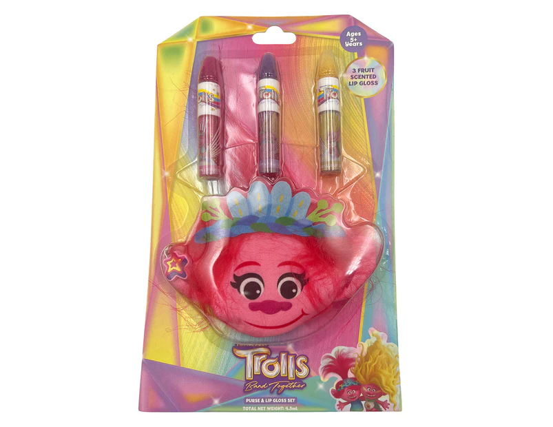 Trolls Band Together 4-Piece Lip Gloss & Purse Set