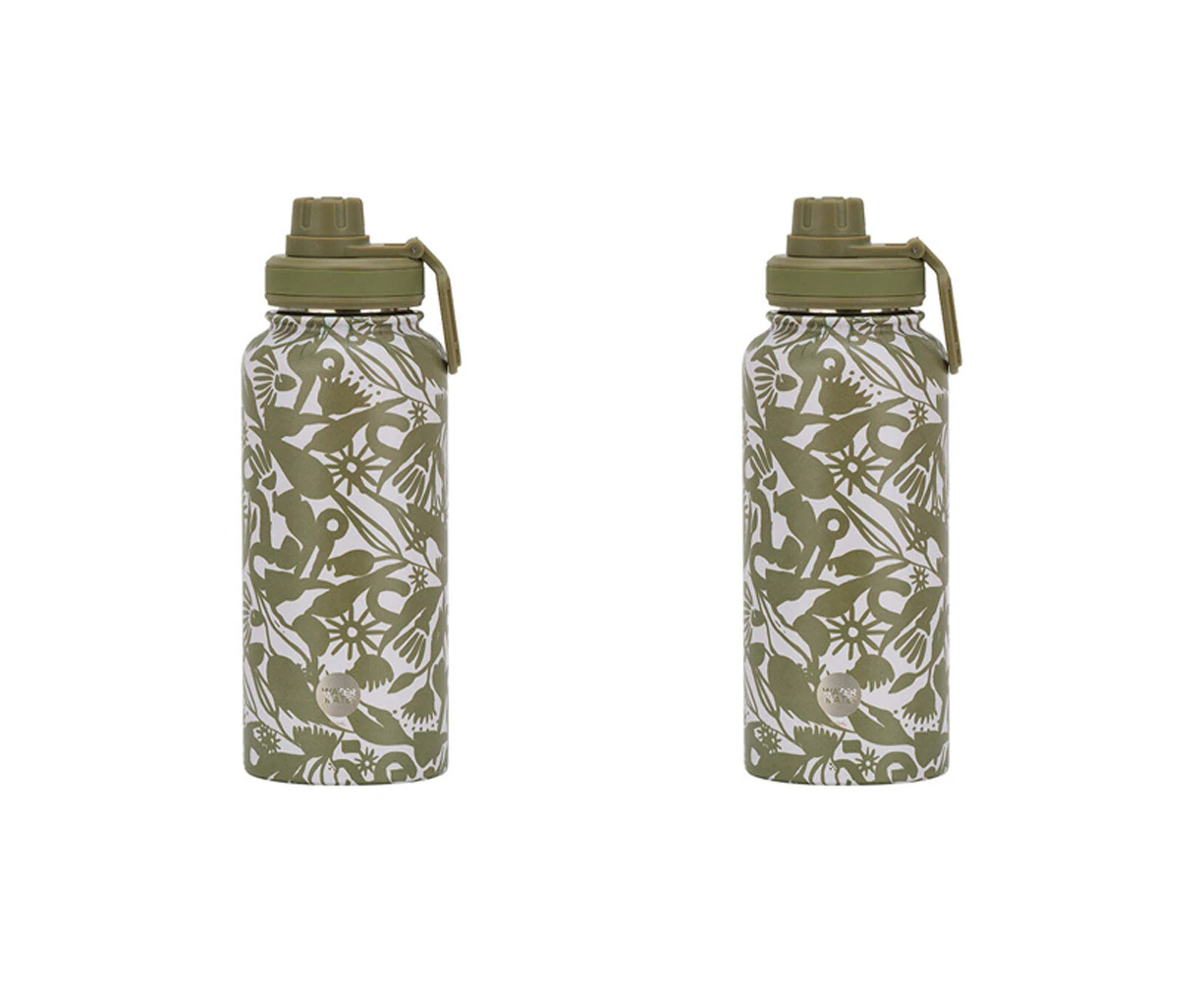 2x Annabel Trends Watermate 950ml Stainless Steel Water Bottle Abstract Gum