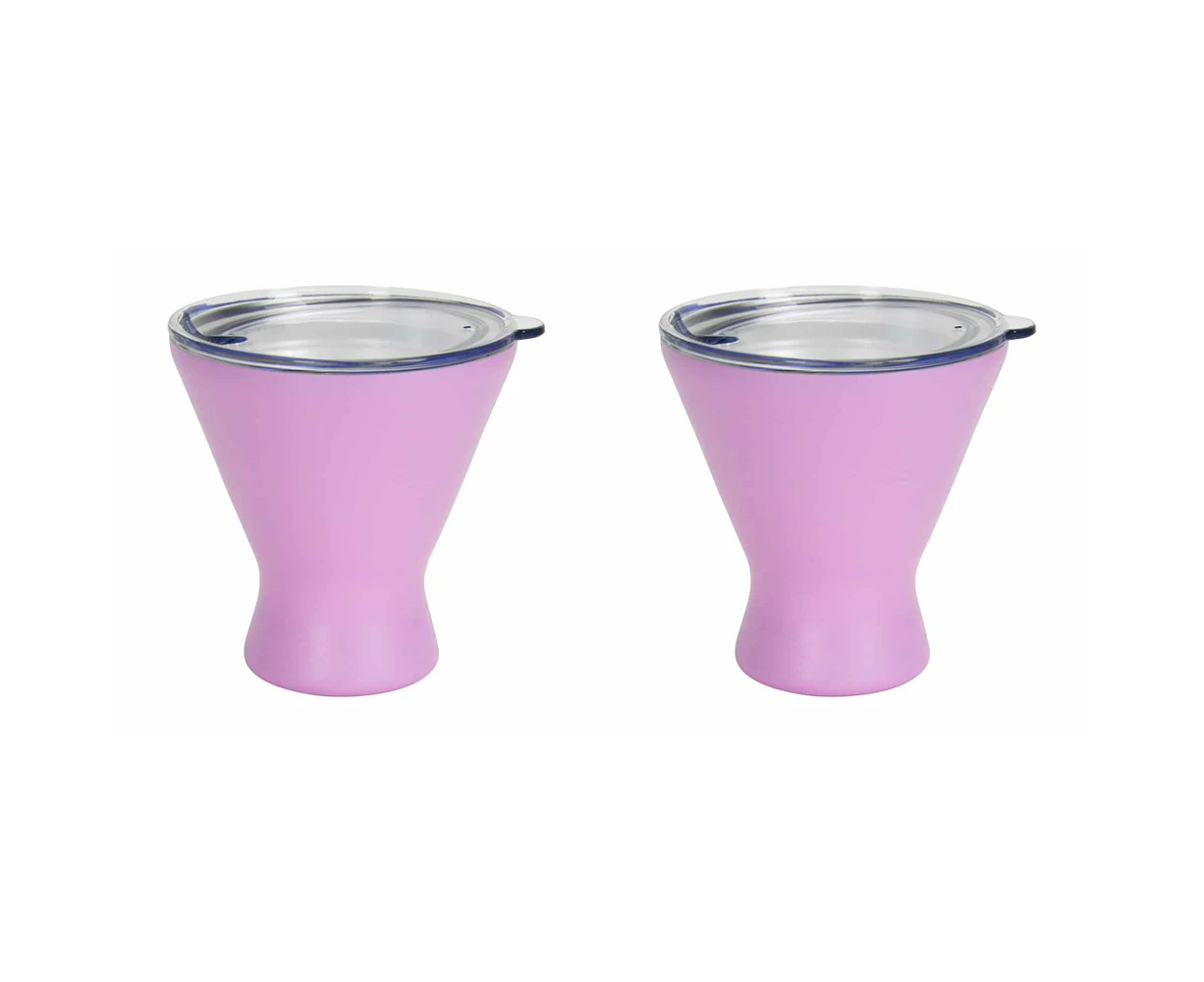 2x Annabel Trends 250ml Stainless Steel Double Walled Cocktail Cup Gelato Pink