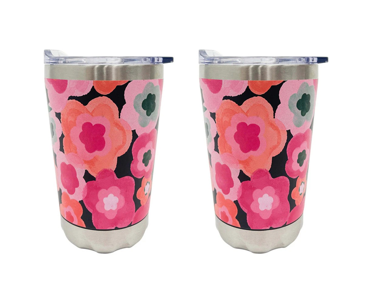 2x Annabel Trends 270ml Stainless Steel Mug Double Walled Mug Midnight Bloom