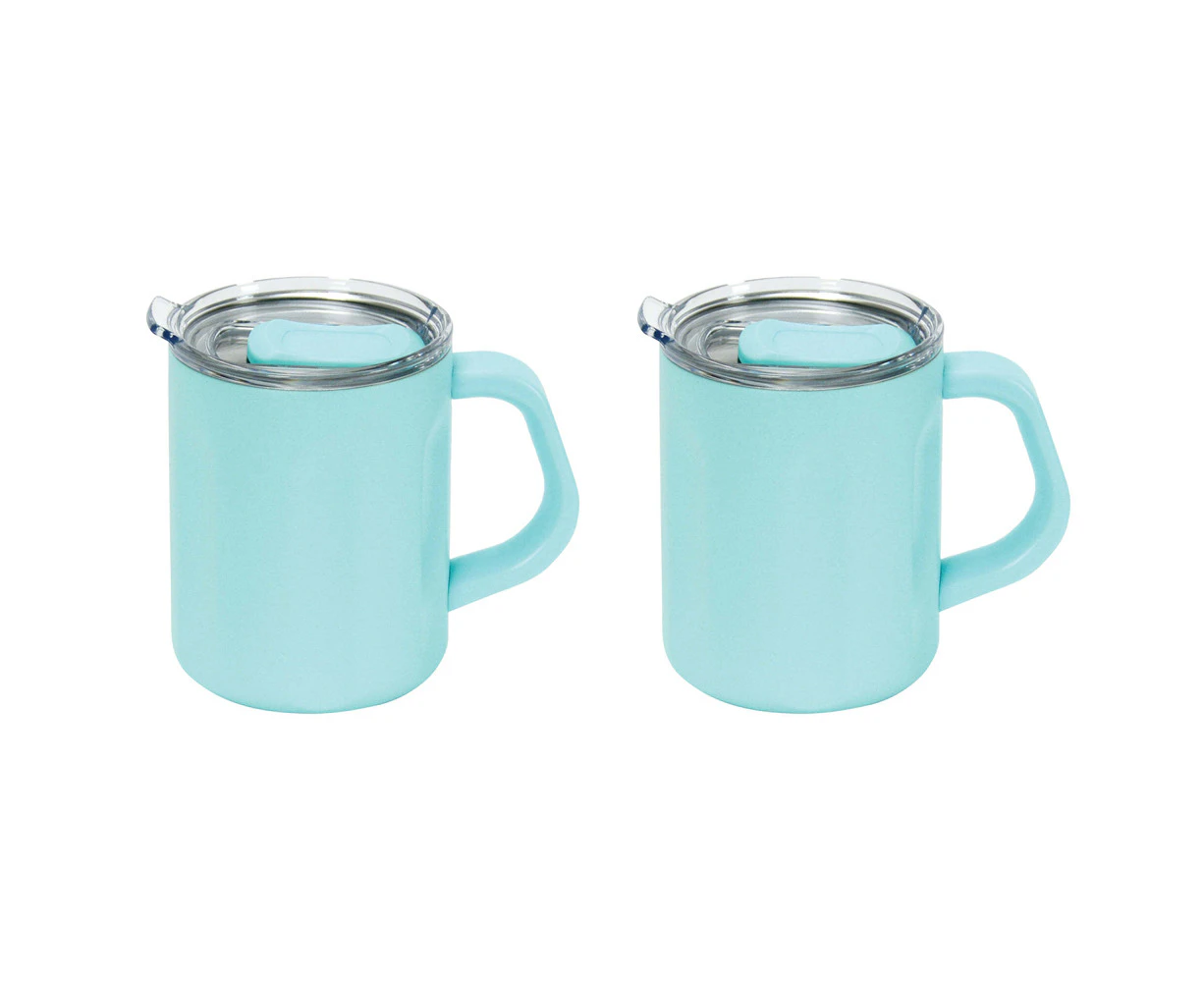 2x Annabel Trends The Big Mug 470ml Double Wall Stainless Steel Coffee Cup Blue