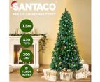 Santaco LED Pencil Christmas Tree Prelit Slim 1.5M Xmas Decor 8 Lighting Mode