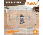 Pawz Pet Playpen Transparent Acrylic Clear Folding Dog Fence Kennel 8 Panel