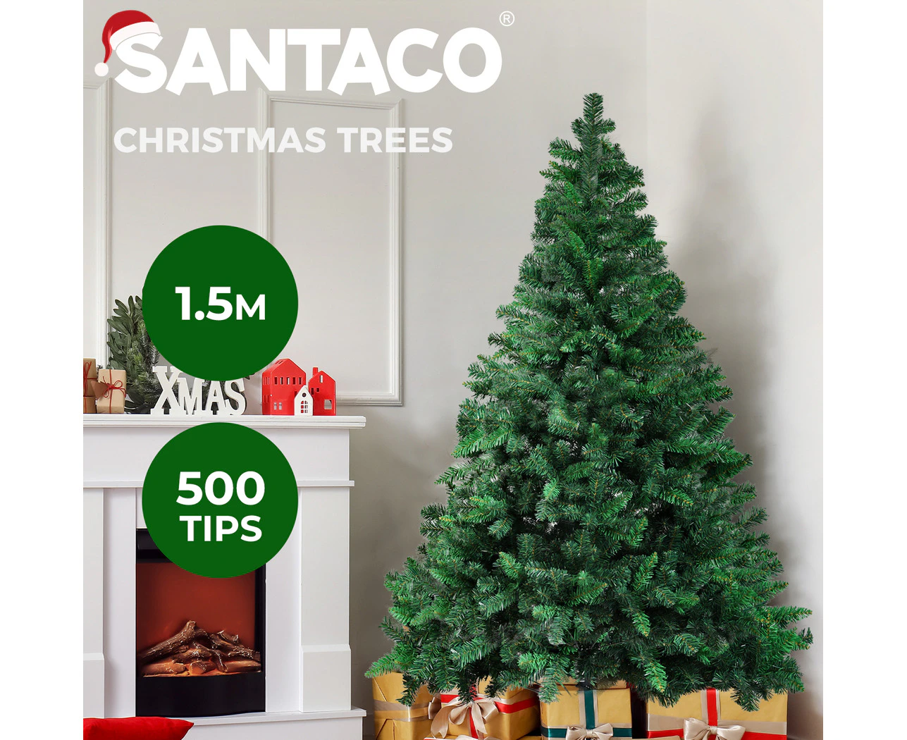 Santaco 1.5M Artificial Christmas Tree Xmas Decoration 500 Lush Tips Metal Stand