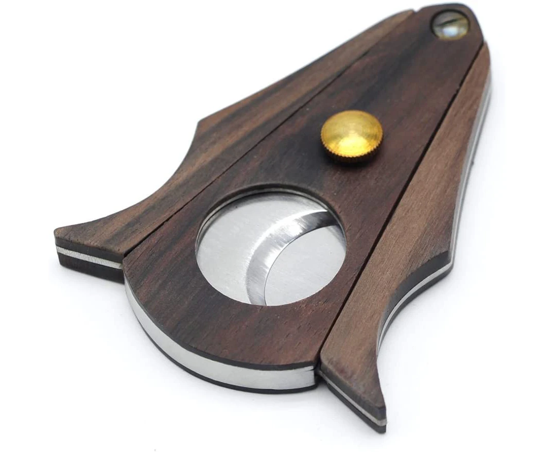 Cigar Cutter Locking System Wooden Stainless Steel Double Blade Cigar Guillotine (Gift Box)