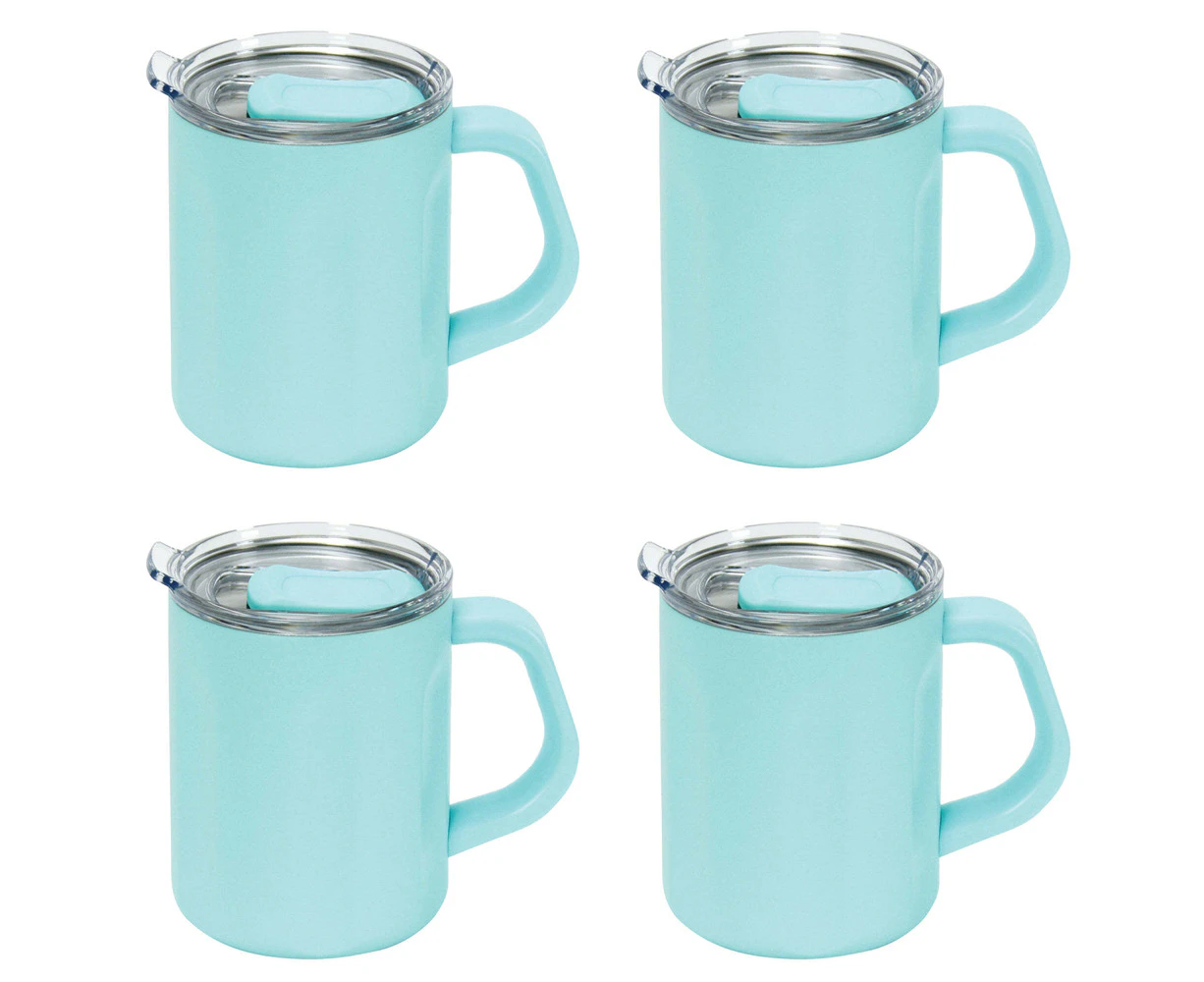 4x Annabel Trends The Big Mug 470ml Double Walled Stainless Steel Coffee Cup BLU