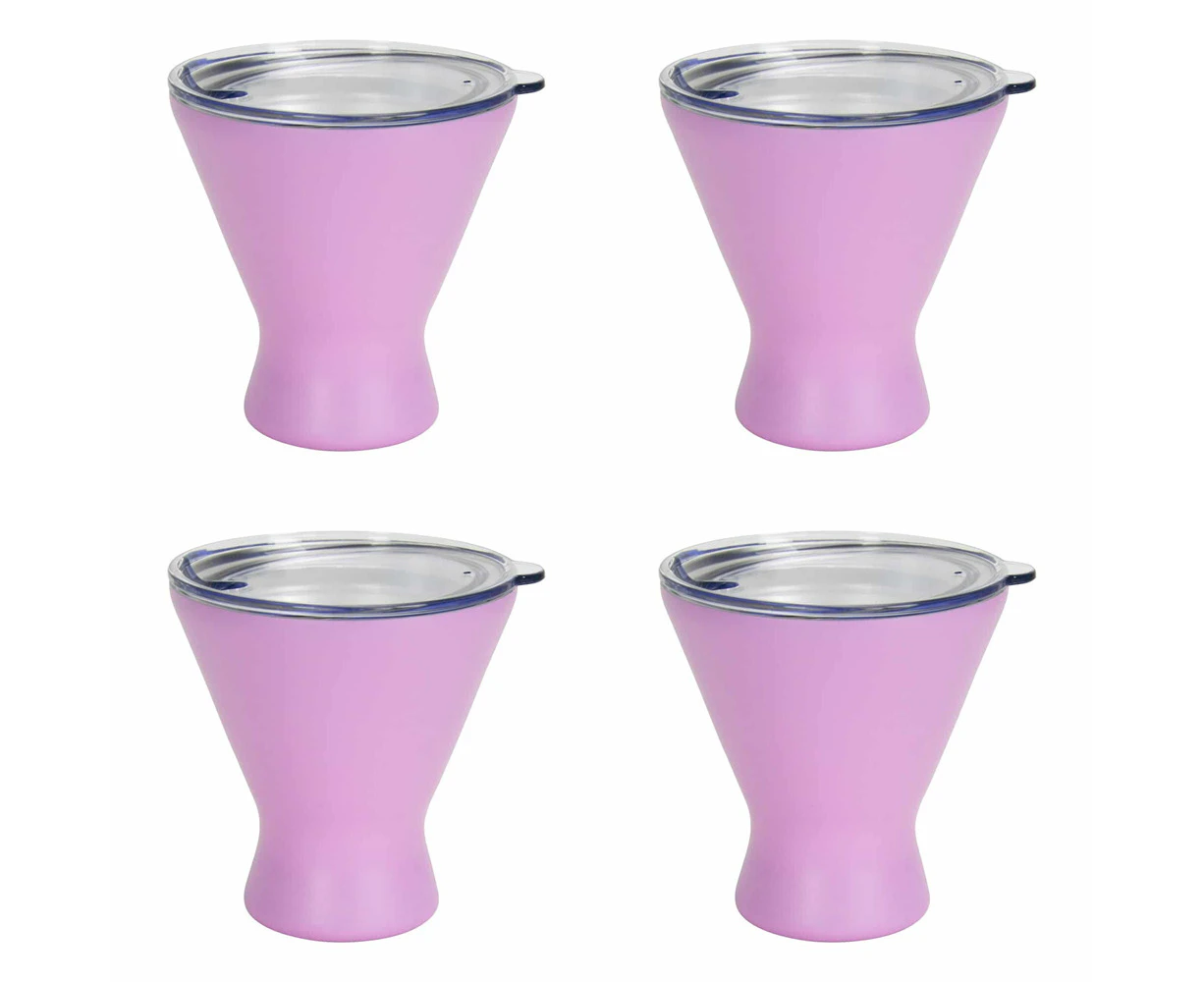 4x Annabel Trends 250ml Stainless Steel Double Walled Cocktail Cup Gelato Pink