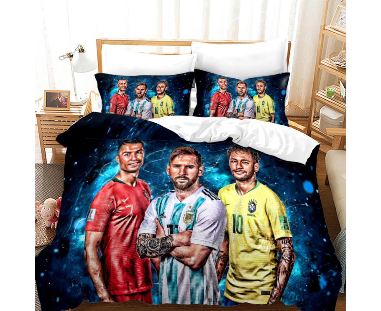 Soccer Series Bed Sheet, Soft Microfiber Bed Sheet Suit, Anime Bed Sheet, Breathable Duvet Cover, Set Of 3