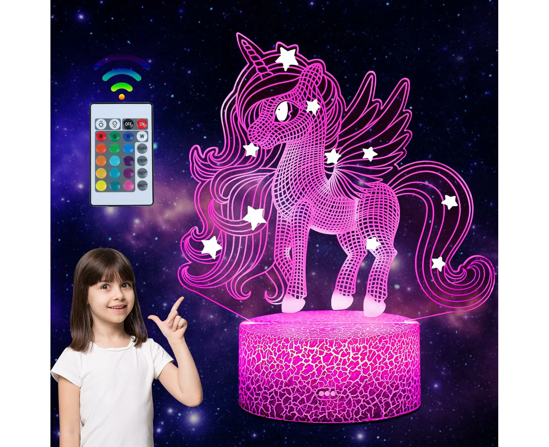 Unicorn Night Light for Kids, 3D Lamp, for Gifts, Birthday, Festival, Bedroom, Decor Lamp, Birthday Gift Idea for Kids