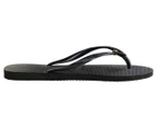 Havaianas Women's Slim Coloured Crystal Thongs - Black/Sunflower