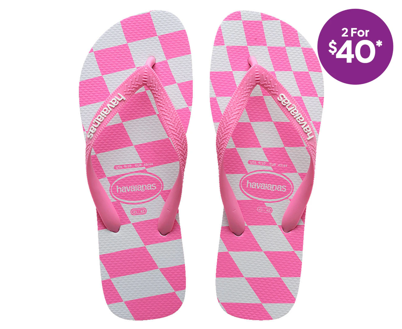 Havaianas Women's Top Distorted Thongs - Pink Lemonade/White Check