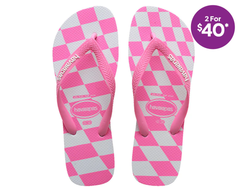 Havaianas Women's Top Distorted Thongs - Pink Lemonade/White Check