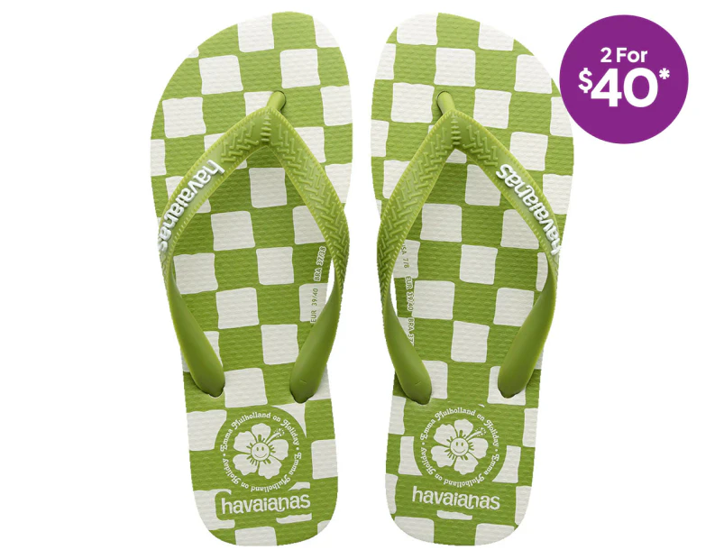 Havaianas Women's Top x Em Holiday Thongs - Green/White Check