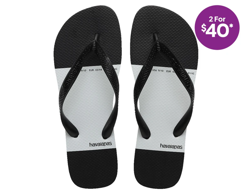 Havaianas Men's Top Block Thongs - Black/White