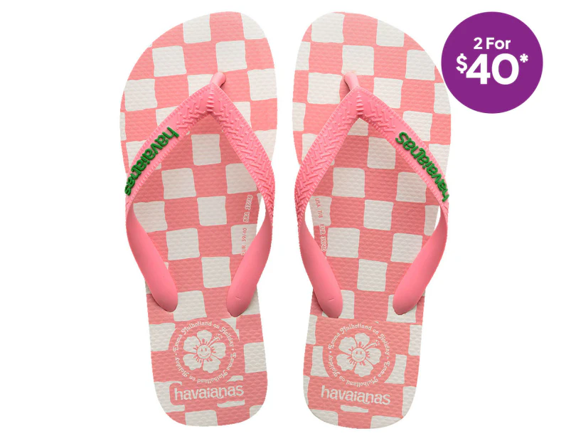 Havaianas Women's Top x Em on Holiday Thongs - Pink/White Check