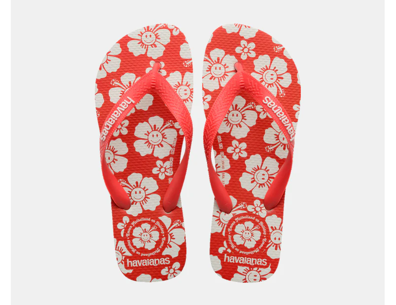 Havaianas Women's Top x Em Holiday Thongs - Red Happy Hawaii/White