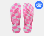 Havaianas Women's Top Distorted Thongs - Pink Lemonade/White Check