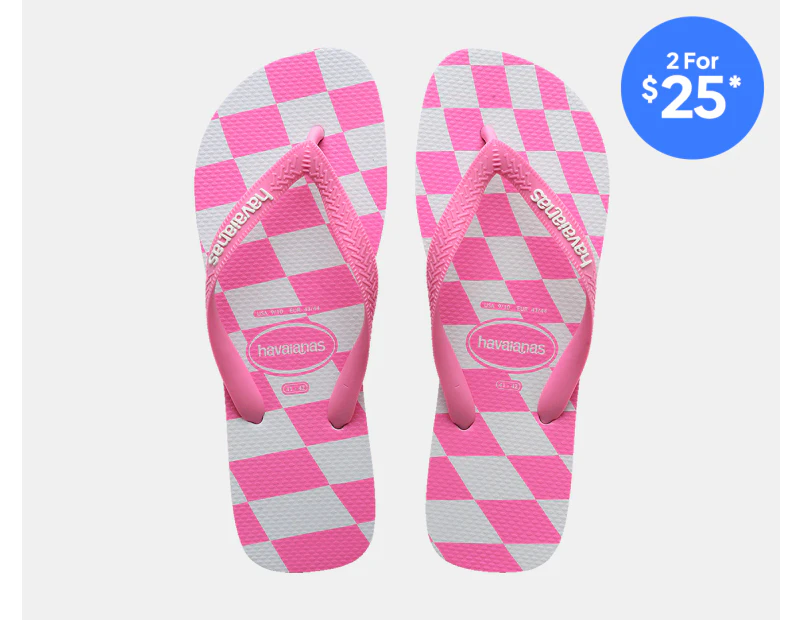 Havaianas Women's Top Distorted Thongs - Pink Lemonade/White Check