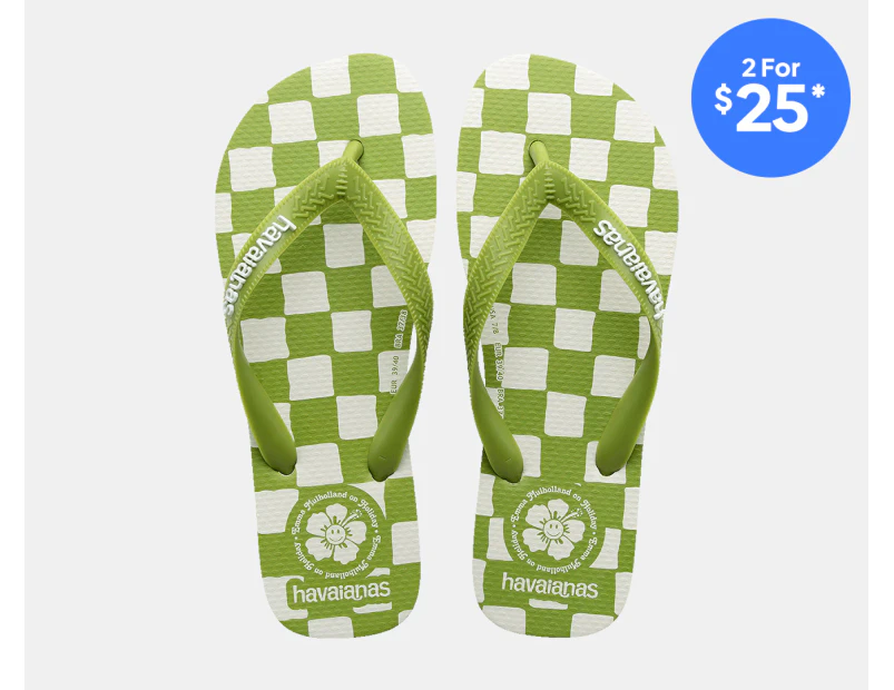 Havaianas Women's Top x Em Holiday Thongs - Green/White Check