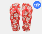 Havaianas Women's Top x Em Holiday Thongs - Red Happy Hawaii/White