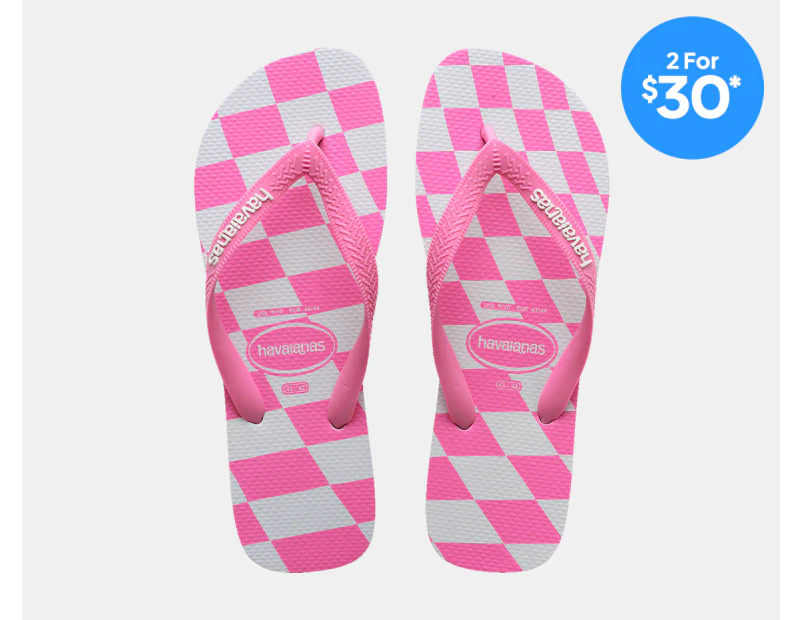 Havaianas Women's Top Distorted Thongs - Pink Lemonade/White Check