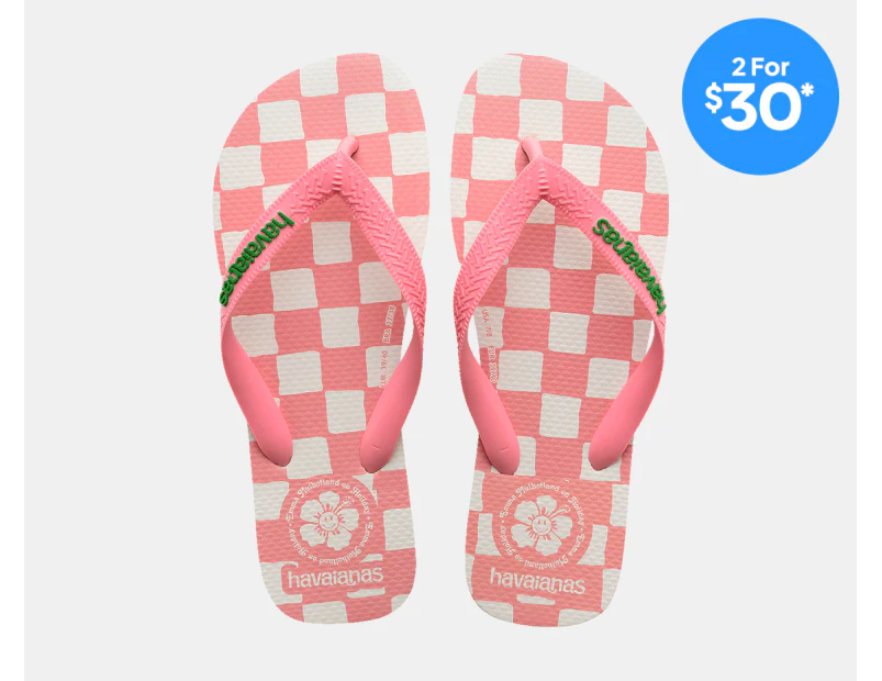 Havaianas Women's Top x Em on Holiday Thongs - Pink/White Check