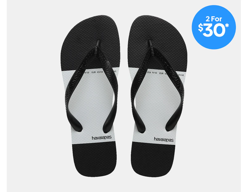 Havaianas Men's Top Block Thongs - Black/White