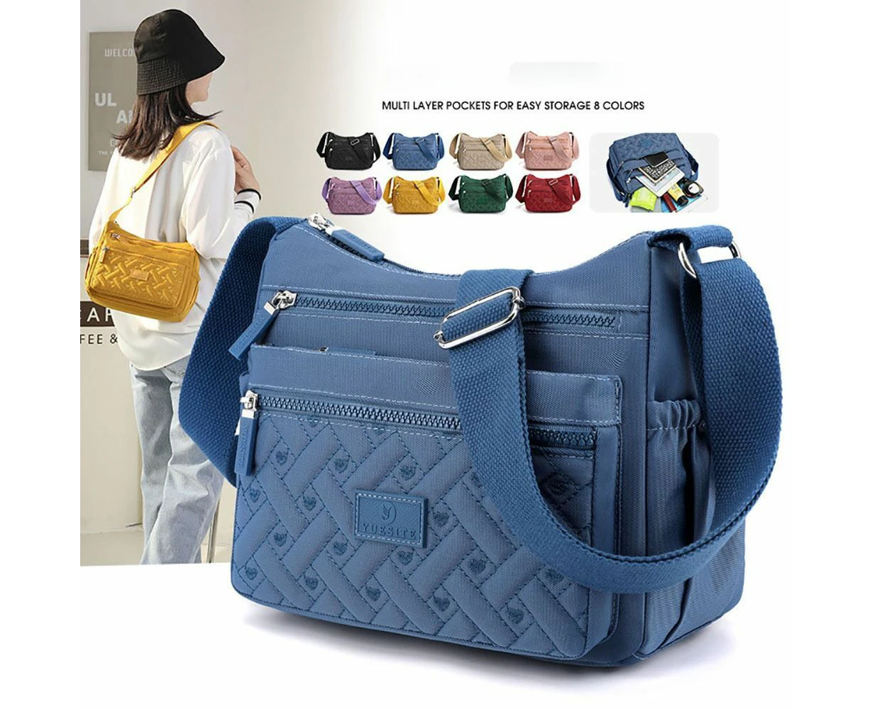 Nylon Multi-Compartment Women's Bag Middle-Aged Mother Bag Bag Messenger Bag-Blue