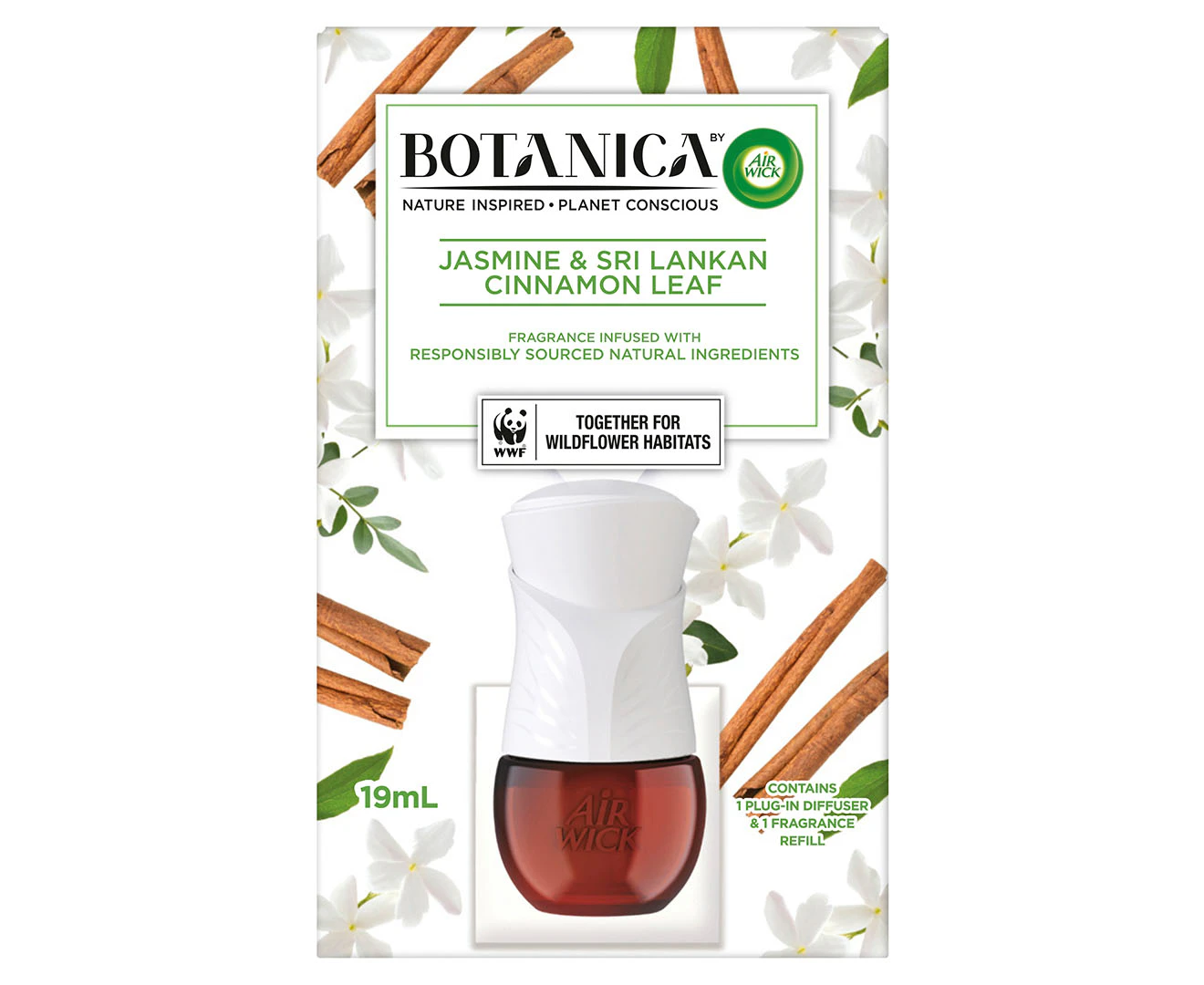 Botanica by Air Wick Plug-In Starter Kit Jasmin & Sri Lankan Cinnamon Leaf 19mL