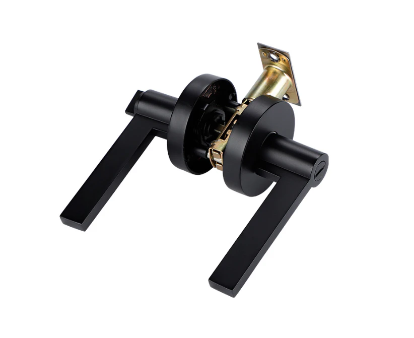 Black Handle Lock Heavy Duty Three Bar Electro-galvanized Alloy Door Lock Bathroom Toilet Door Lock