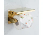 Toilet roll holder gold 304 stainless steel toilet roll holder with shelf Wall-mounted toilet roll holder for the bathroom