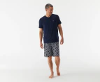 Tommy Hilfiger Men's 2-Piece Woven Monogram PJ Set - Carbon Navy