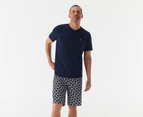 Tommy Hilfiger Men's 2-Piece Woven Monogram PJ Set - Carbon Navy