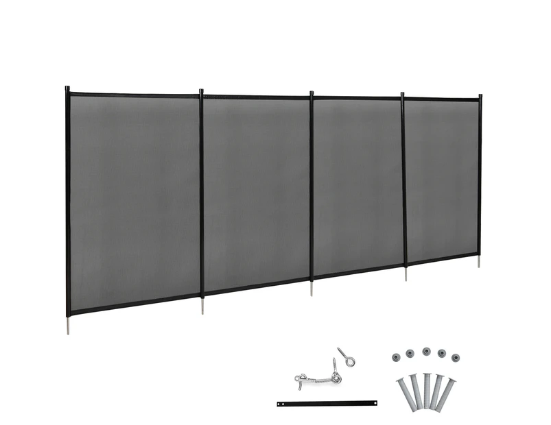 Costway Pool Fence Panels Removable Security Barrier Privacy Protection w/Drilling Template Garden Yard