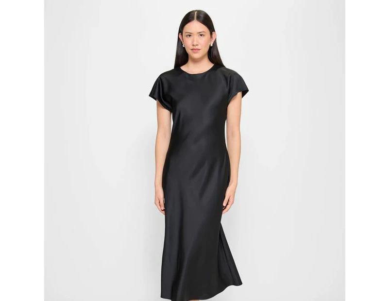 Extended Sleeve Satin Midi Dress - Preview