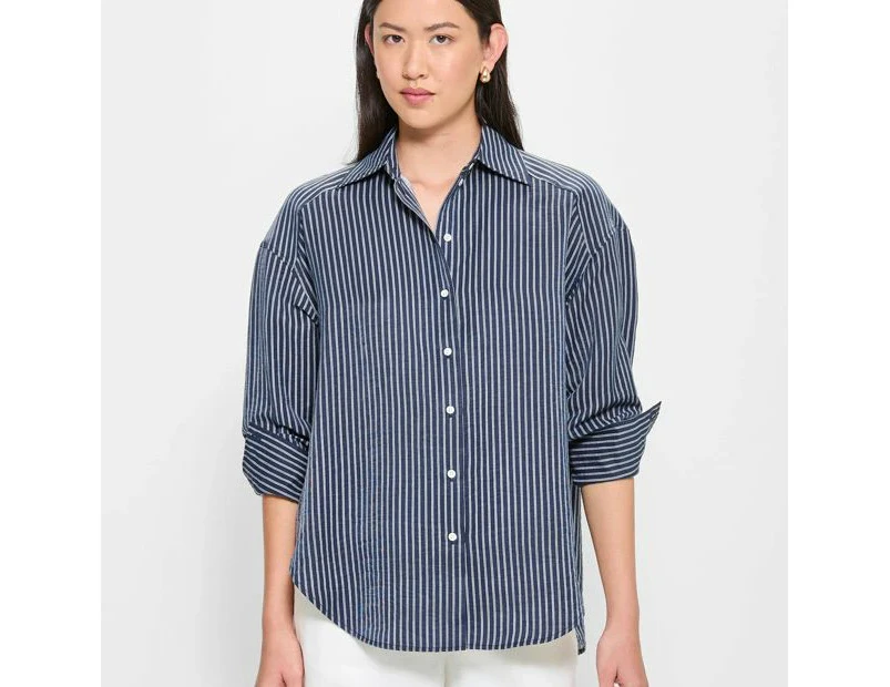 Linen Blend Relaxed Shirt - Preview